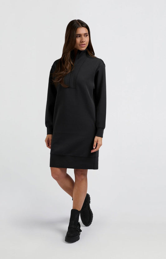 Dress with long sleeves, loose fit and collar with zipper