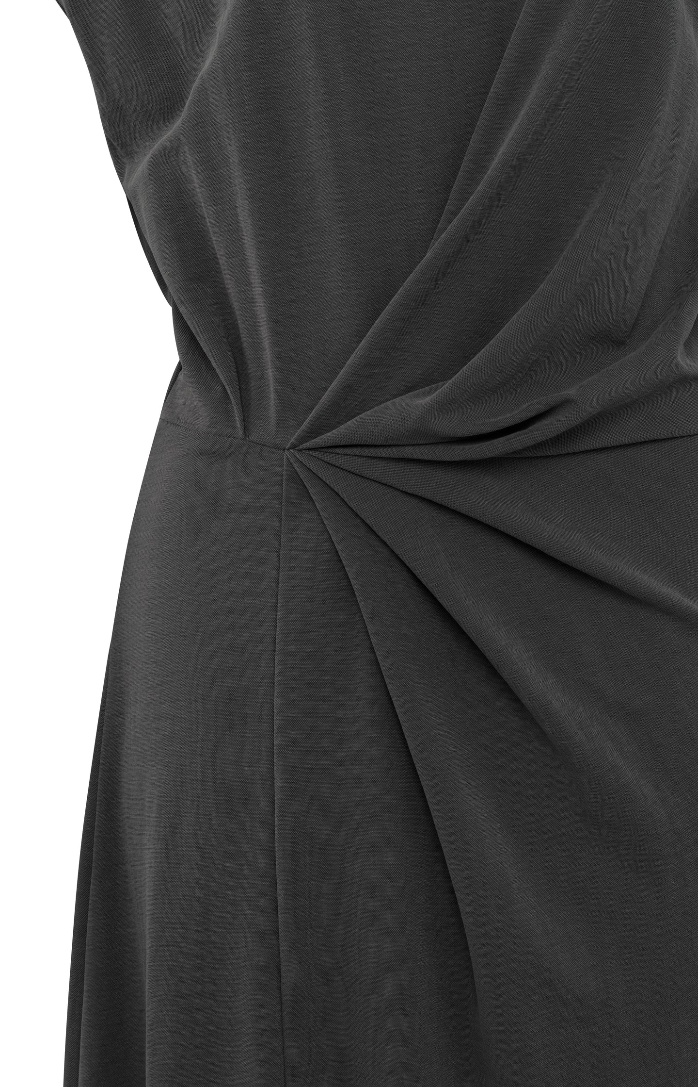 Midi dress with cap sleeves, faux wrap and pleated details