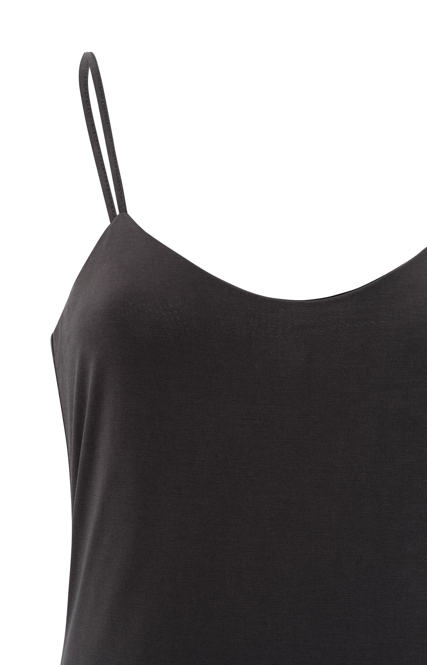 Black slip dress with thin straps in jersey fabric