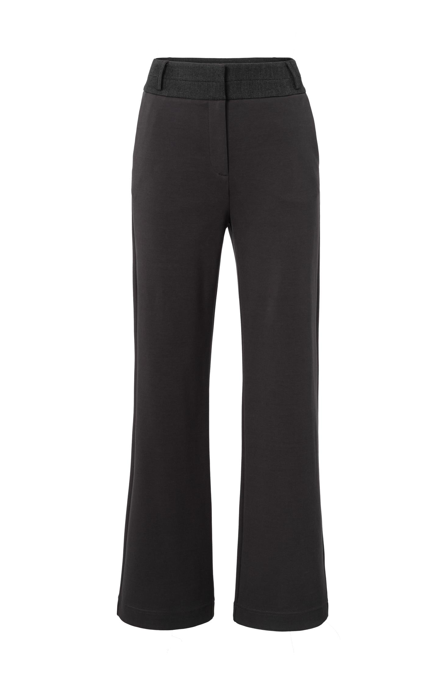 Jersey pants with wide legs, waistband and pockets