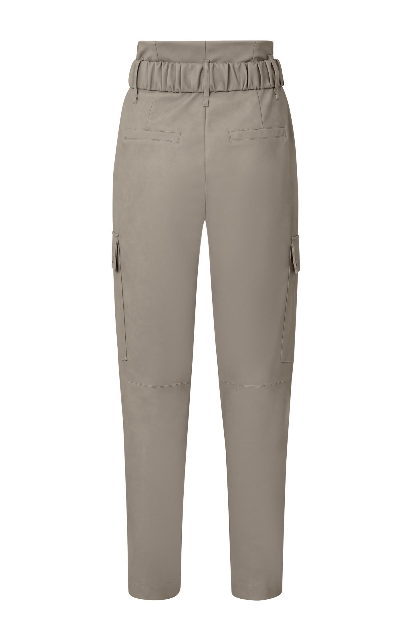 Cargo trousers with straight legs and belt in faux leather