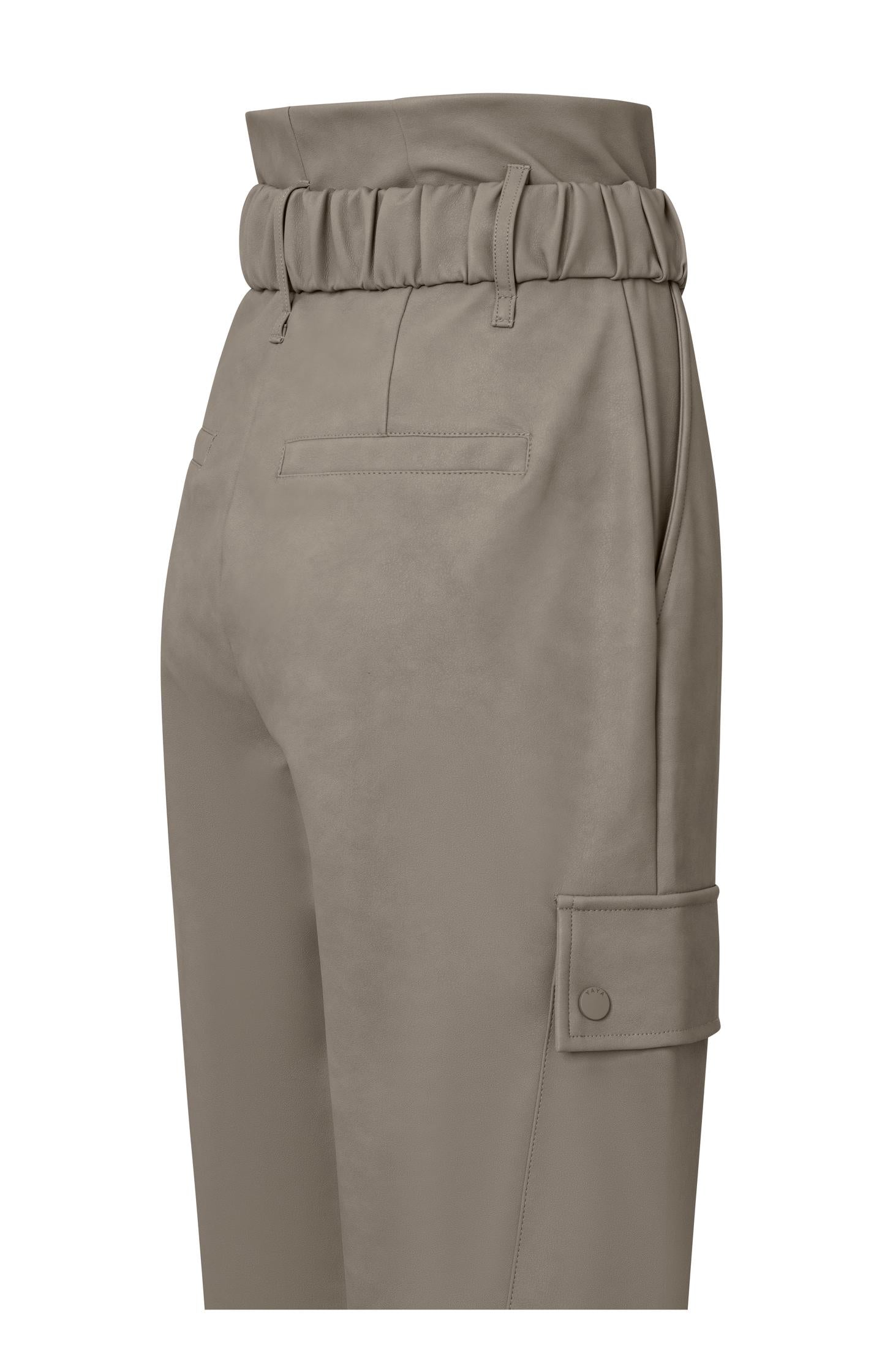 Cargo trousers with straight legs and belt in faux leather