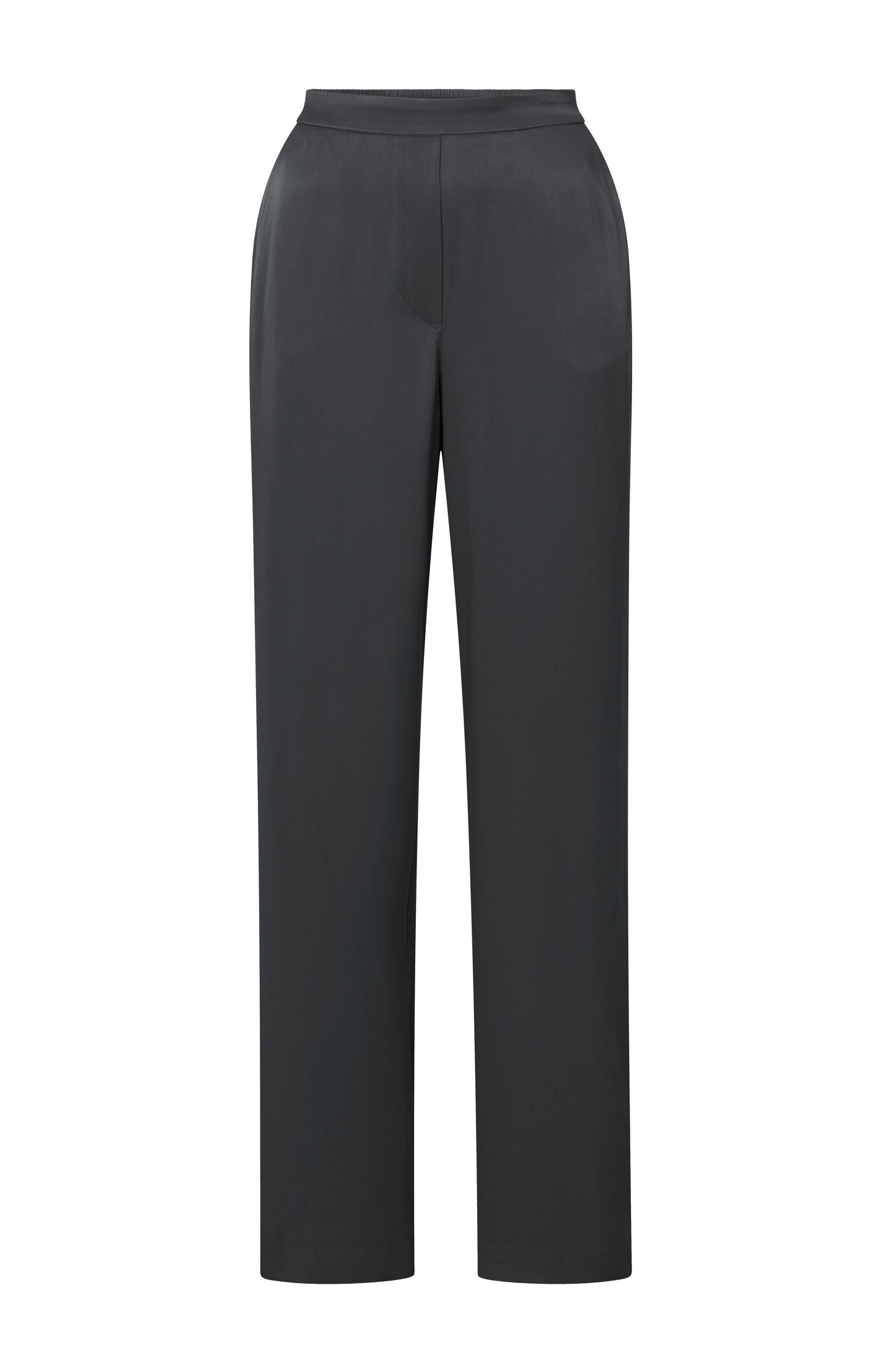 Satin trousers with wide legs and elastic waistband