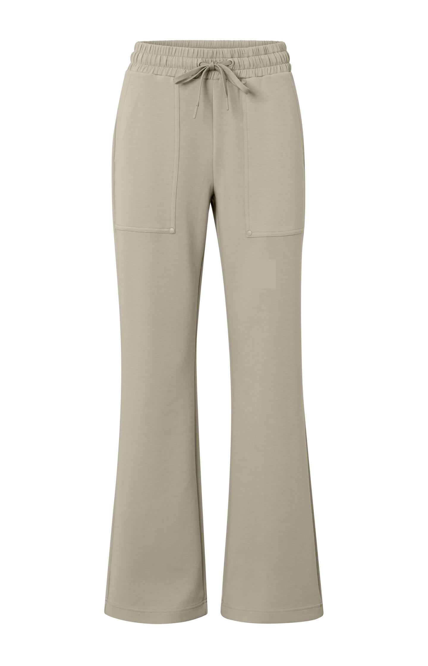 Jersey scuba trousers with flared leg, drawstring and pocket