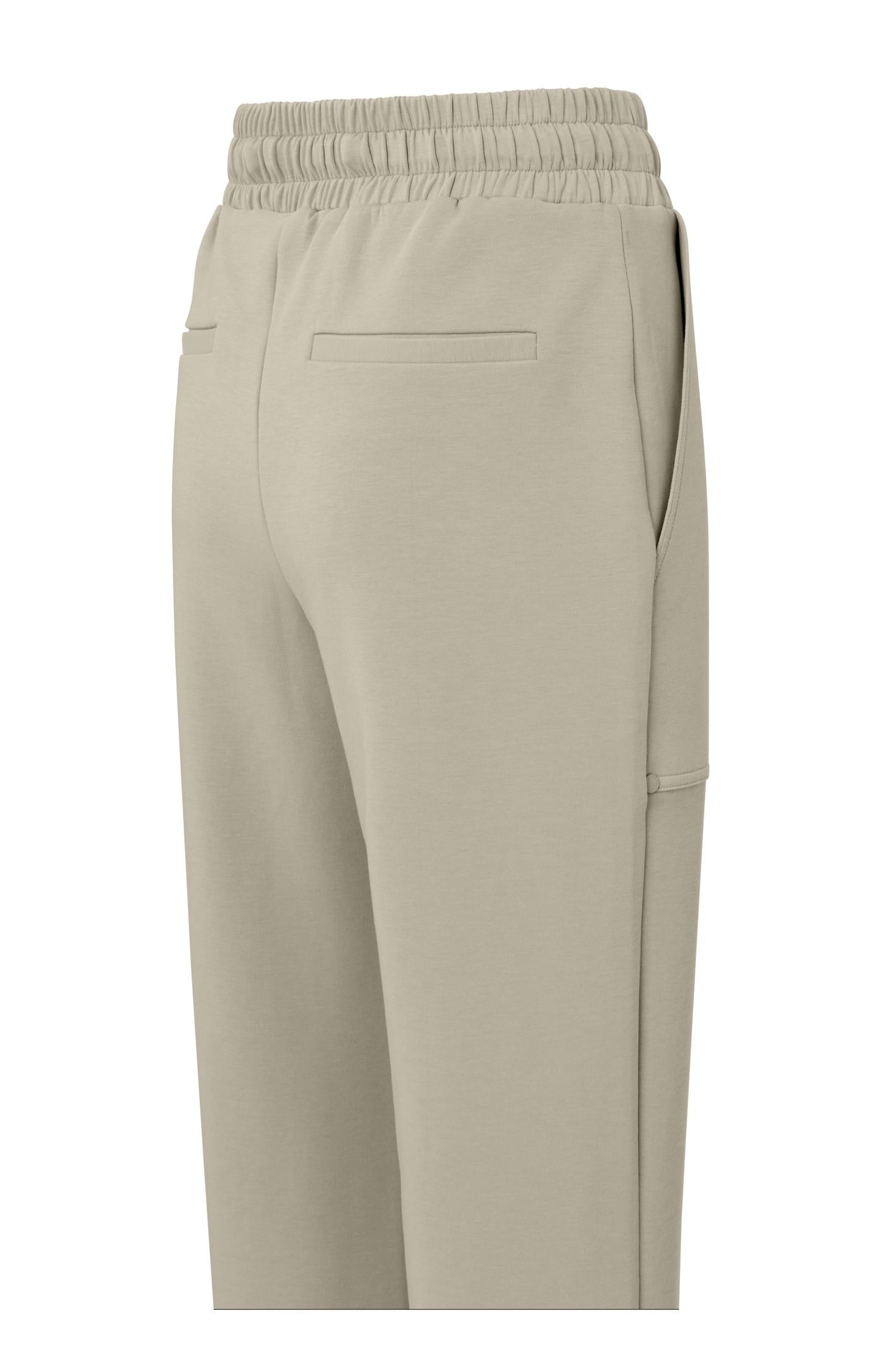 Jersey scuba trousers with flared leg, drawstring and pocket