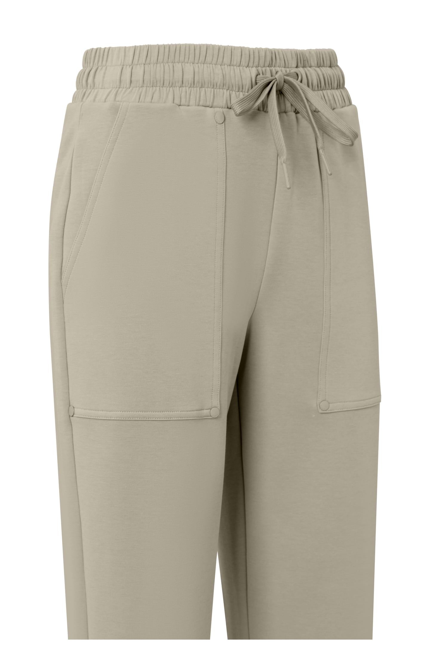 Jersey scuba trousers with flared leg, drawstring and pocket