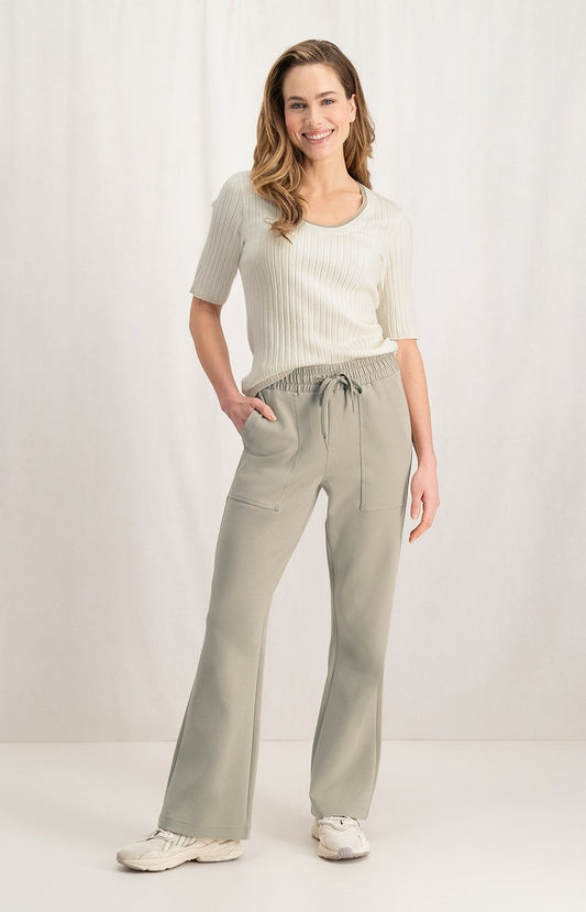 Jersey scuba trousers with flared leg, drawstring and pocket