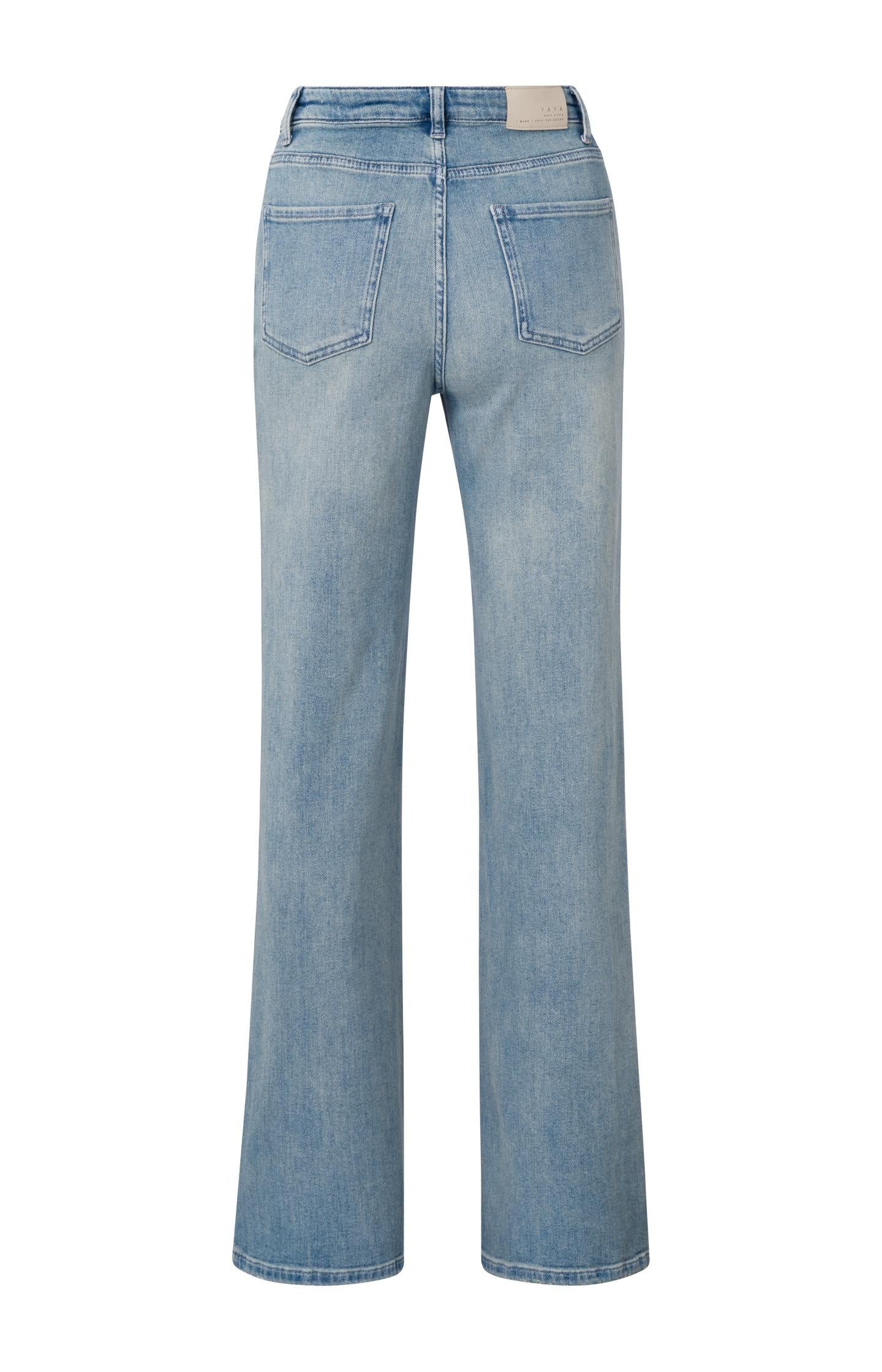 Wide leg loose denim with five pockets and zip fly