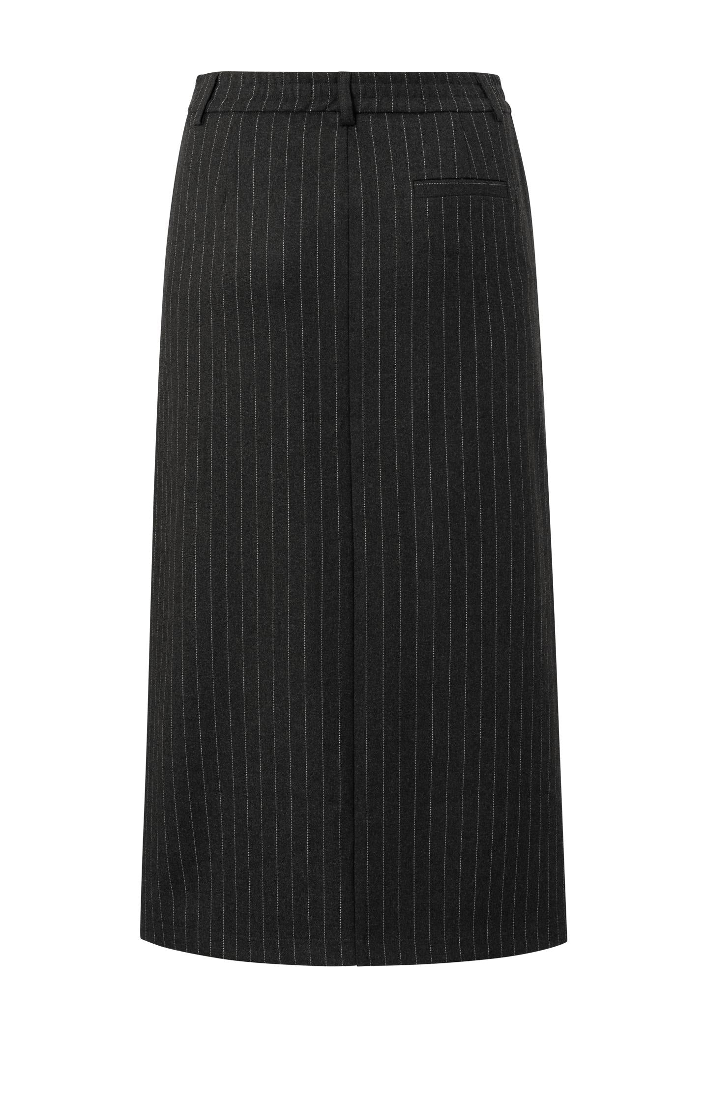 Midi skirt with pinstripes and front slit