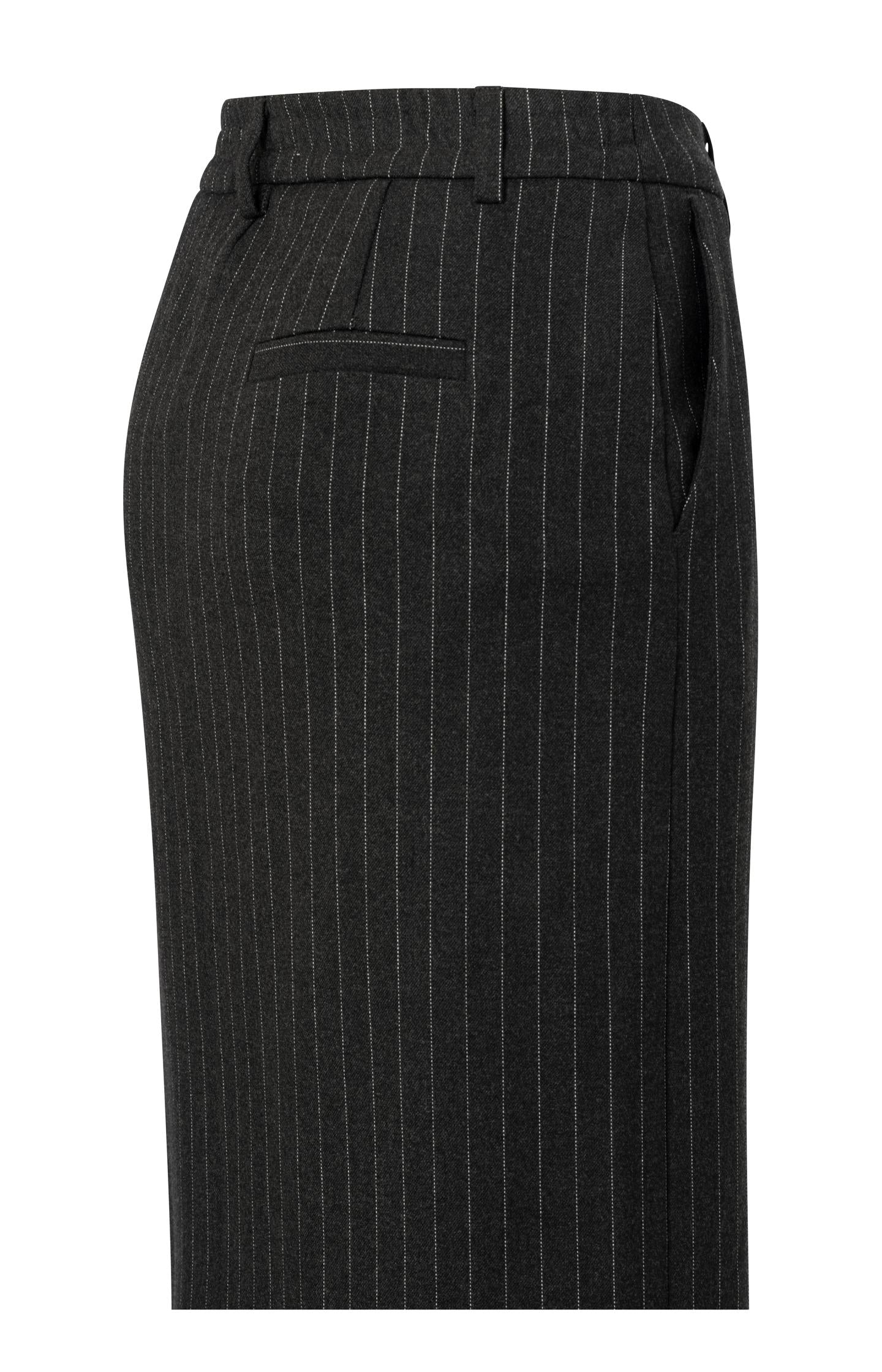 Midi skirt with pinstripes and front slit