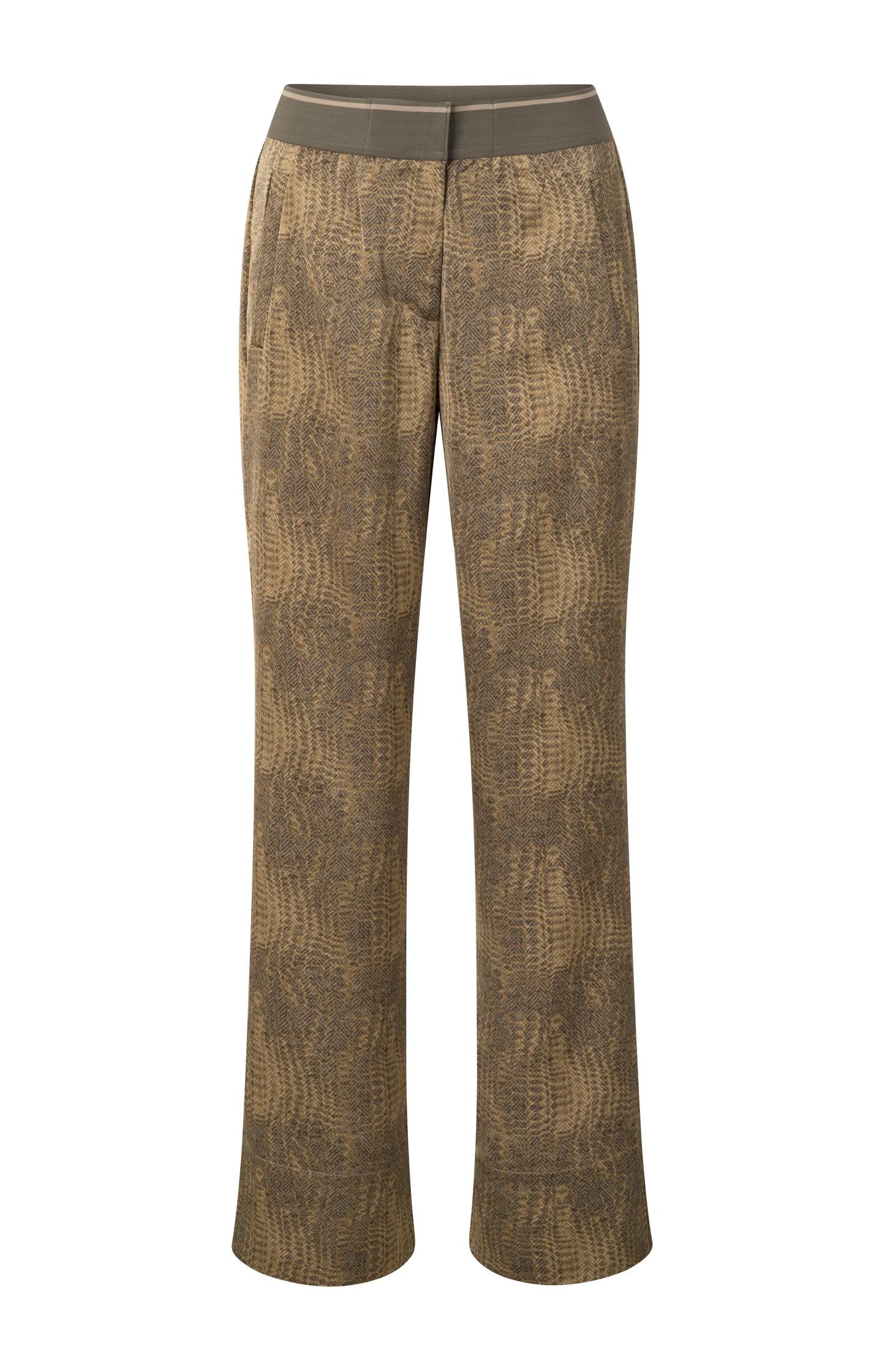 Wide leg trousers with pockets, zip fly and snake print