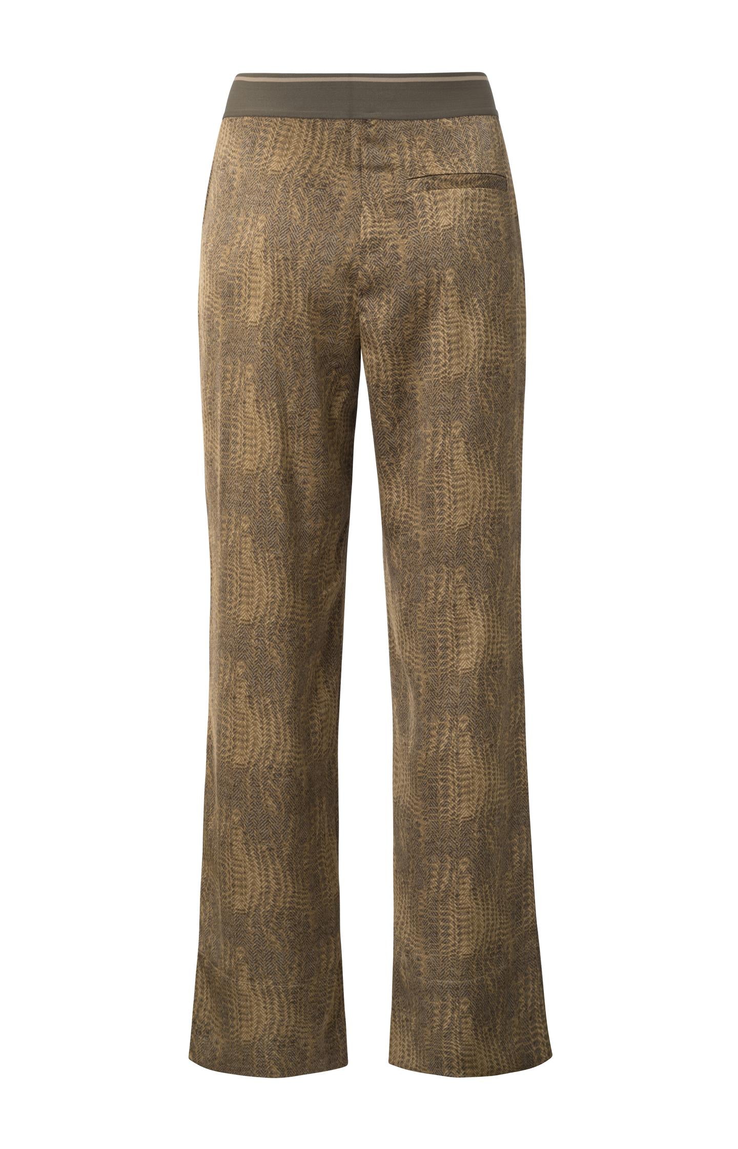 Wide leg trousers with pockets, zip fly and snake print