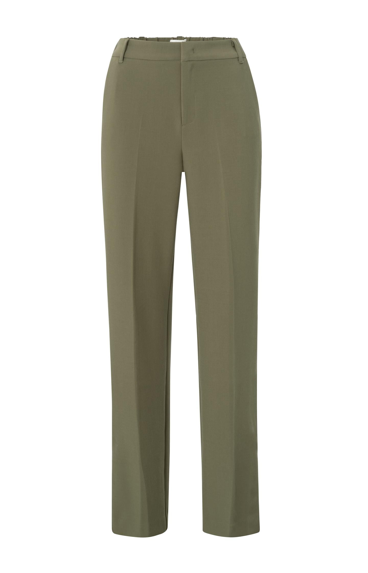 Woven wide pants with elastic waist and split