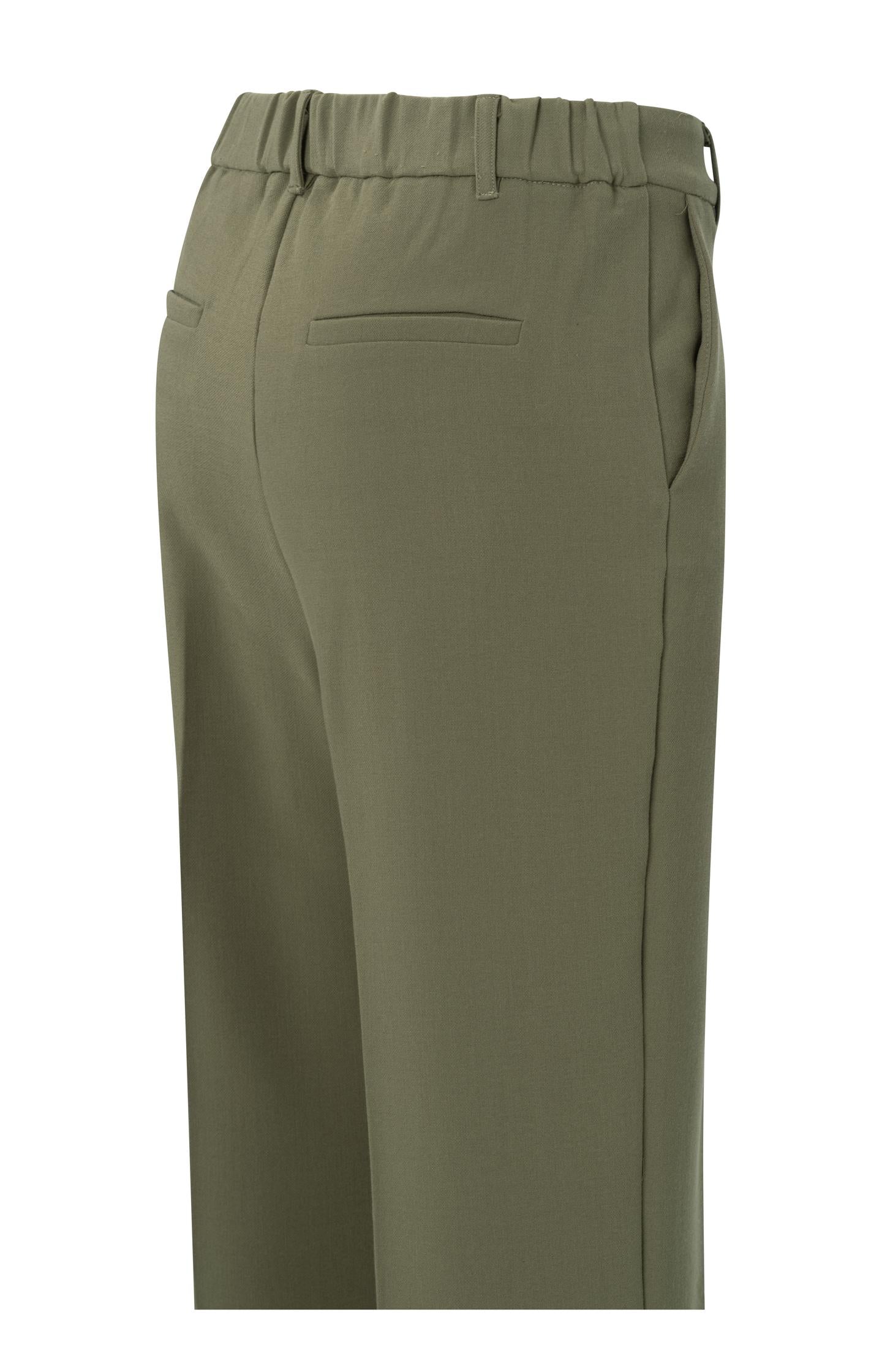 Woven wide pants with elastic waist and split