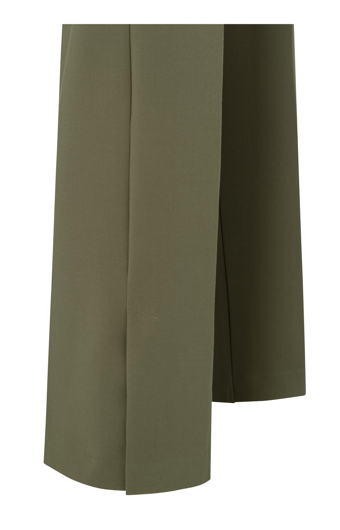 Woven wide pants with elastic waist and split