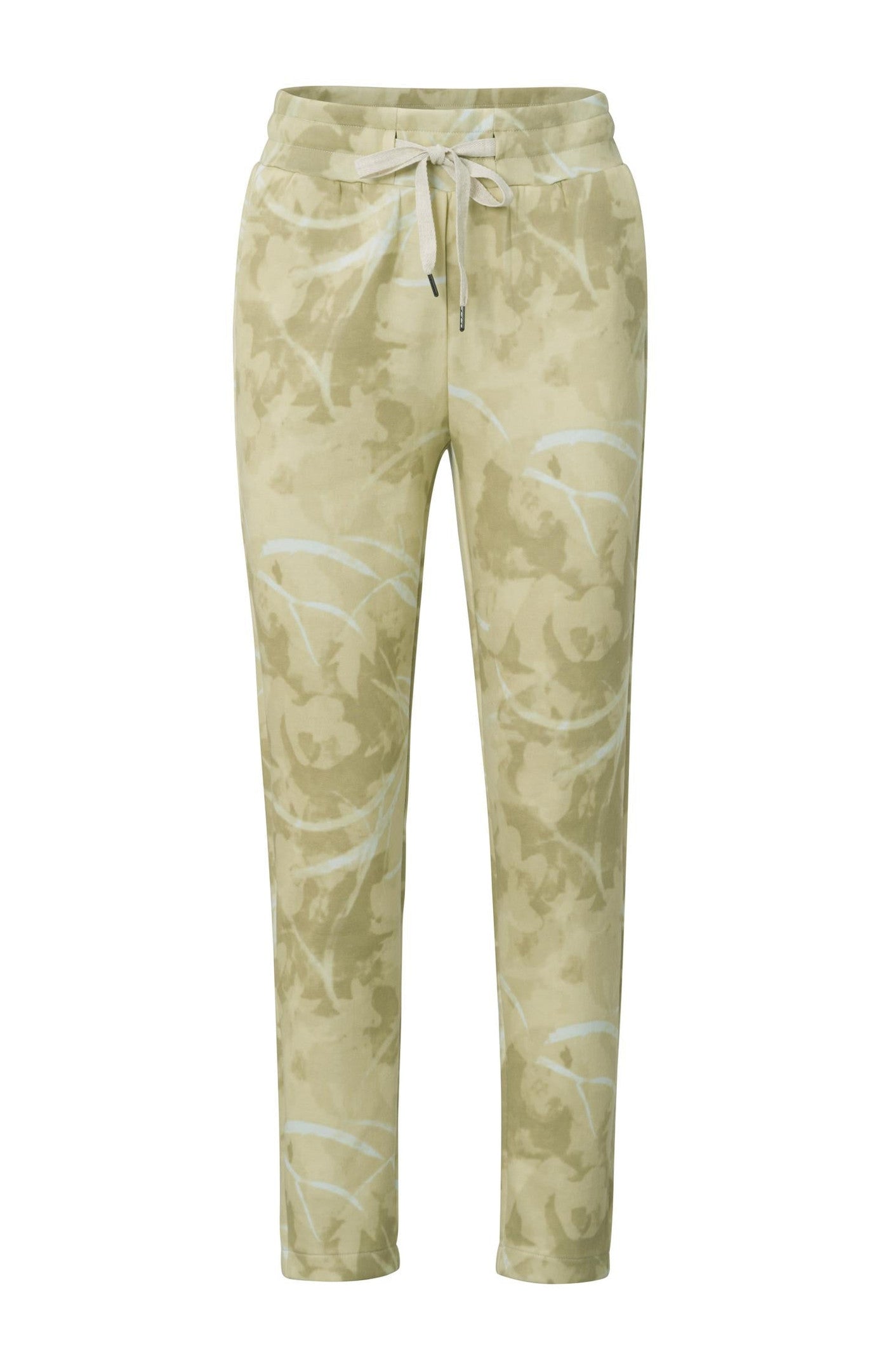 Jersey trousers with straight leg, drawstring and print