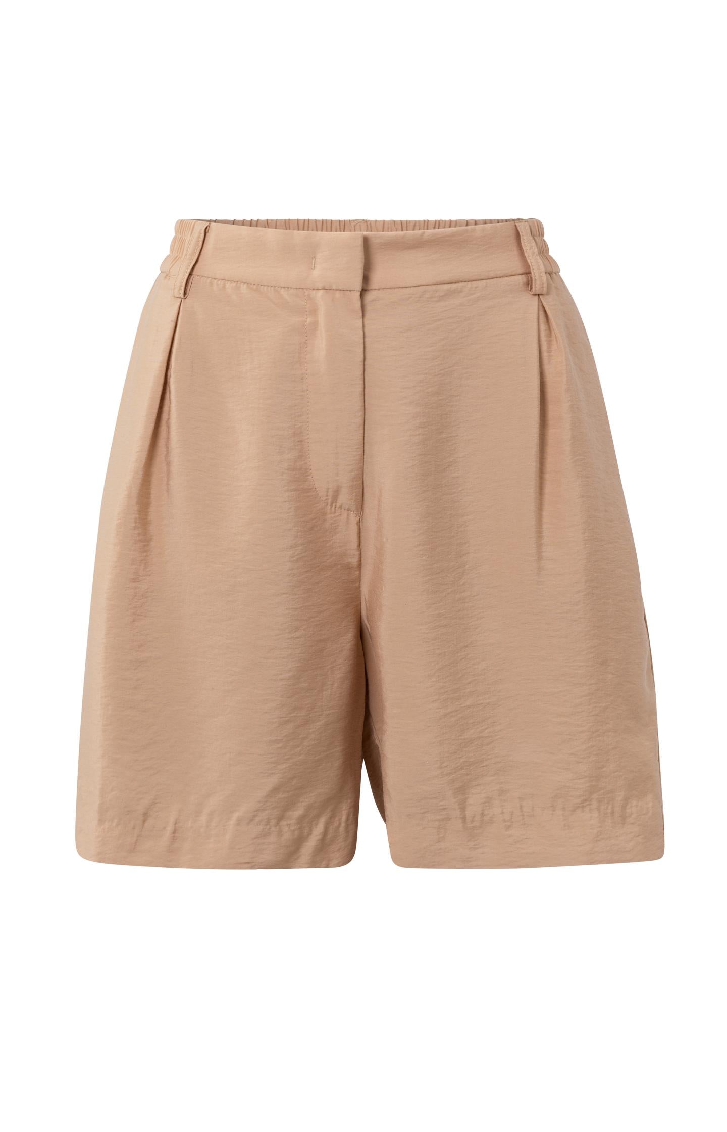 High waist Bermuda shorts with side pockets and zip fly