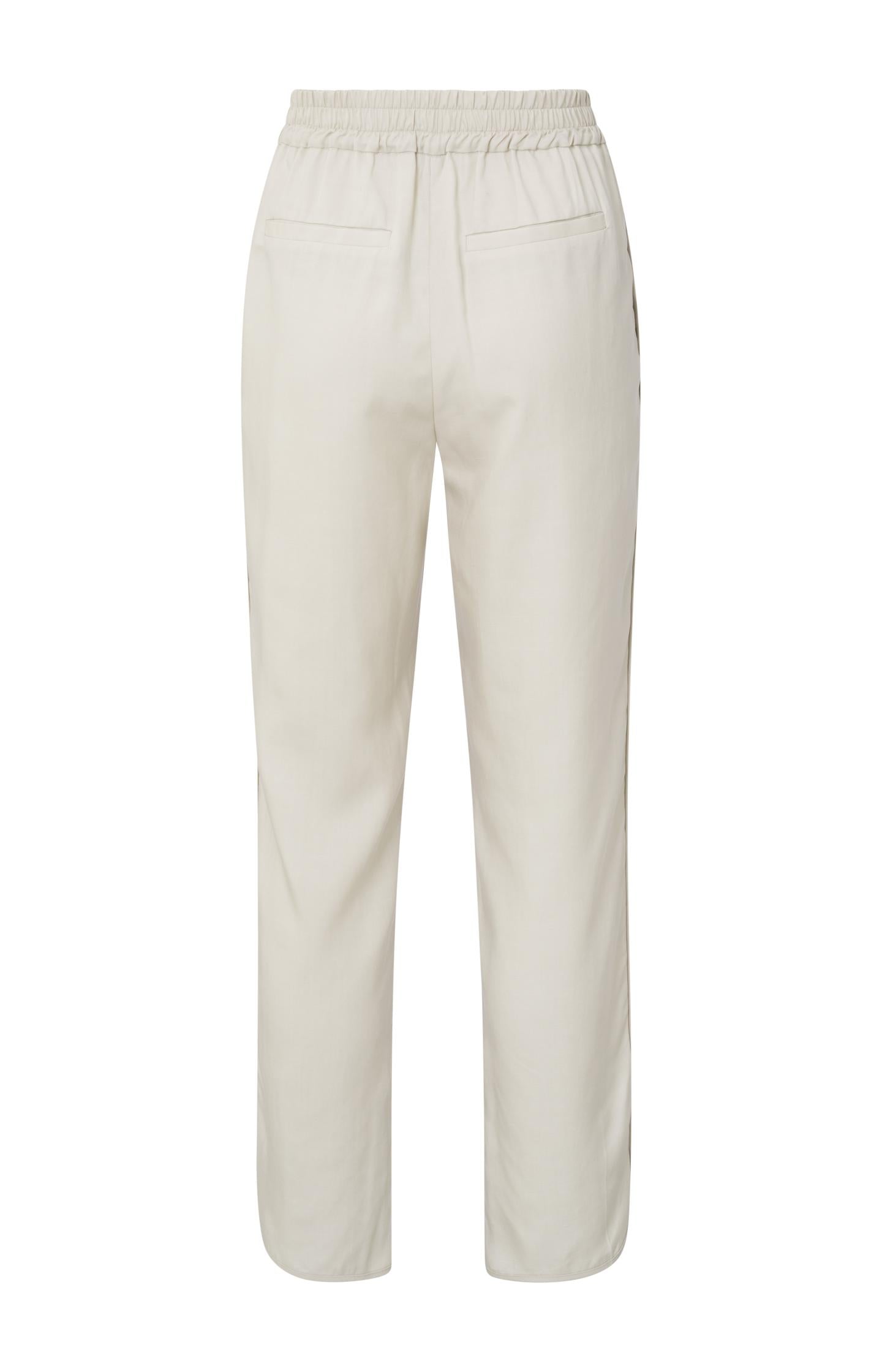 Woven trousers with elastic waist and straight legs