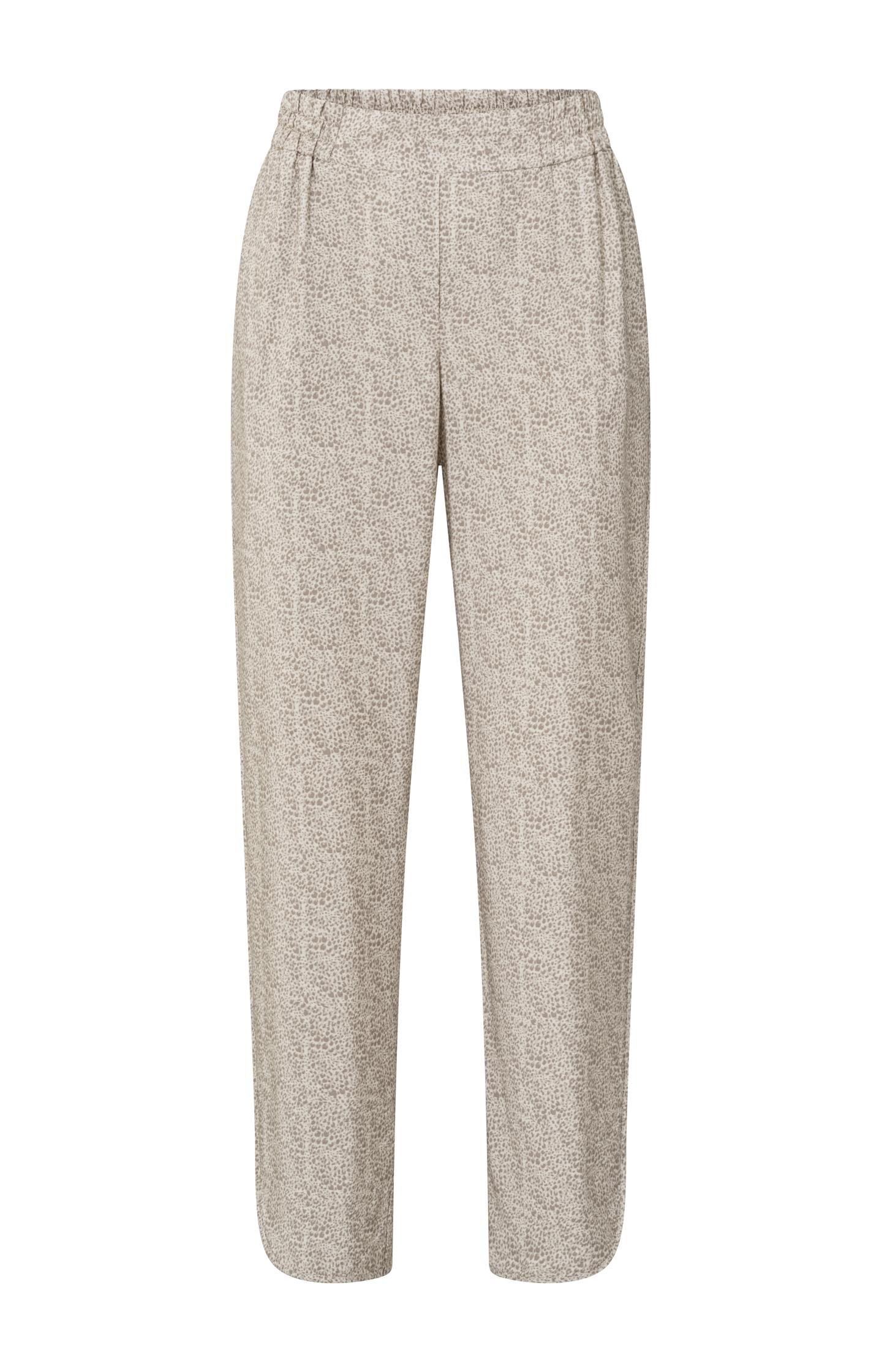 Woven trousers with elastic waist and animal print