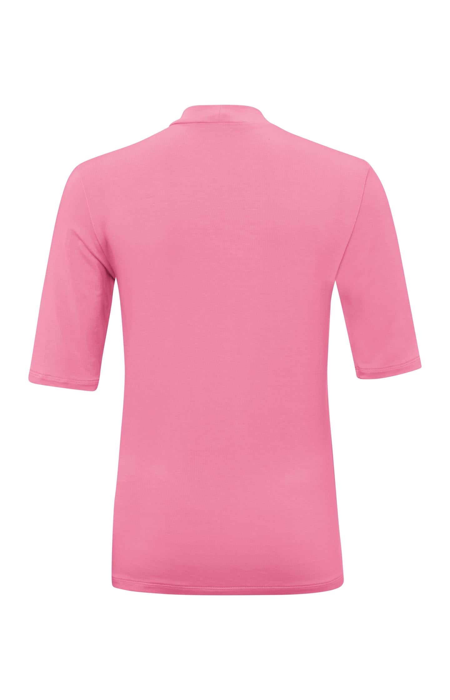 T-shirt with high neck and short sleeves in regular fit