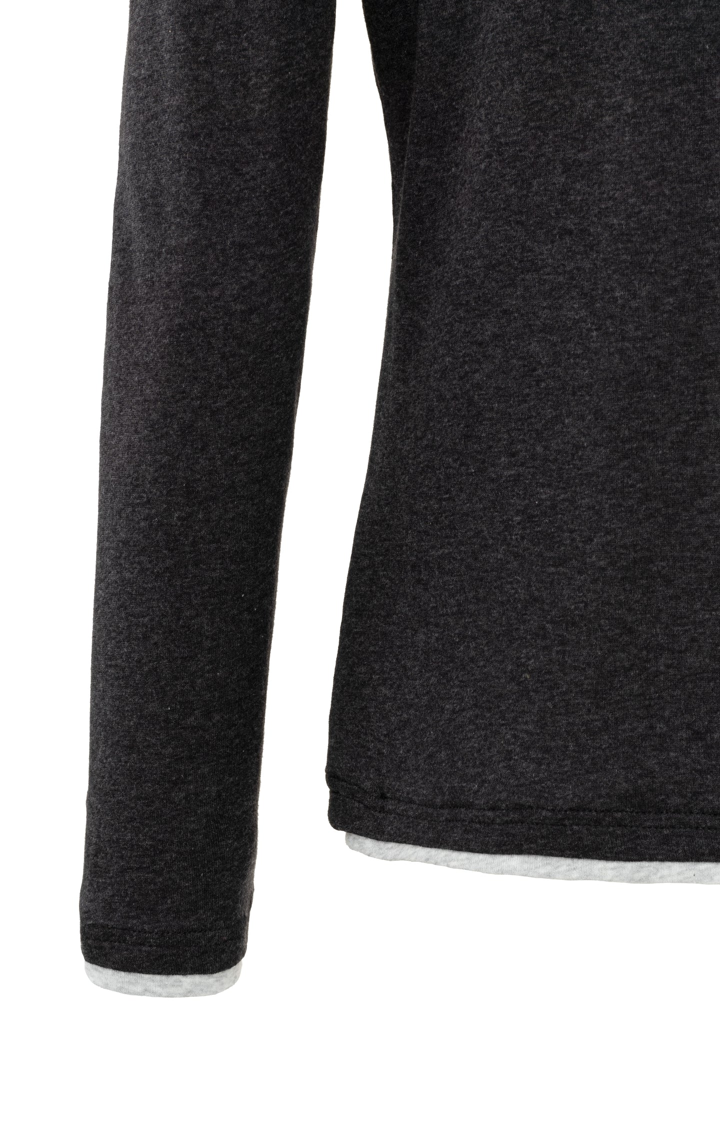 Dark gray top with long sleeves and round neck