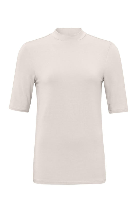 T-shirt with high neck and short sleeves in regular fit