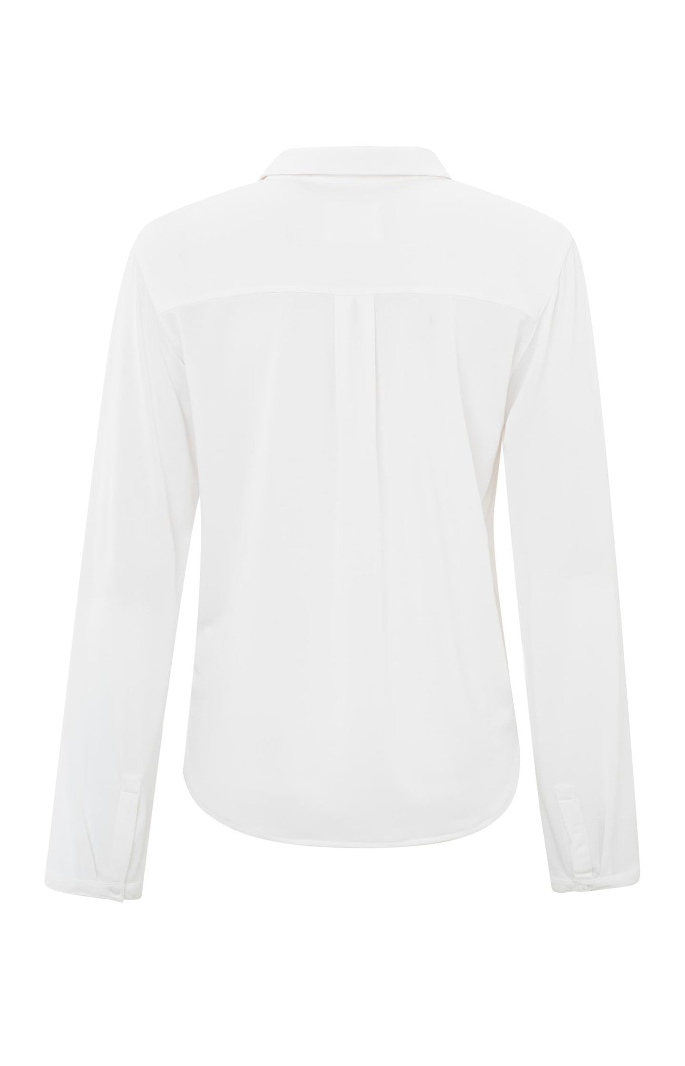 Long-sleeve top with V-neck, collar and back pleat