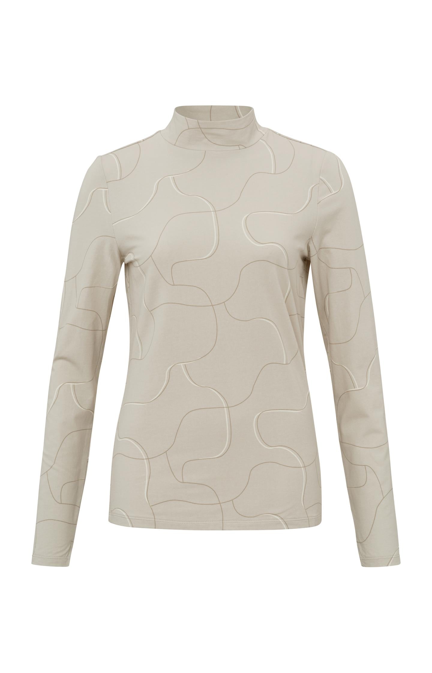 Jersey top with turtleneck, long sleeves and playful print