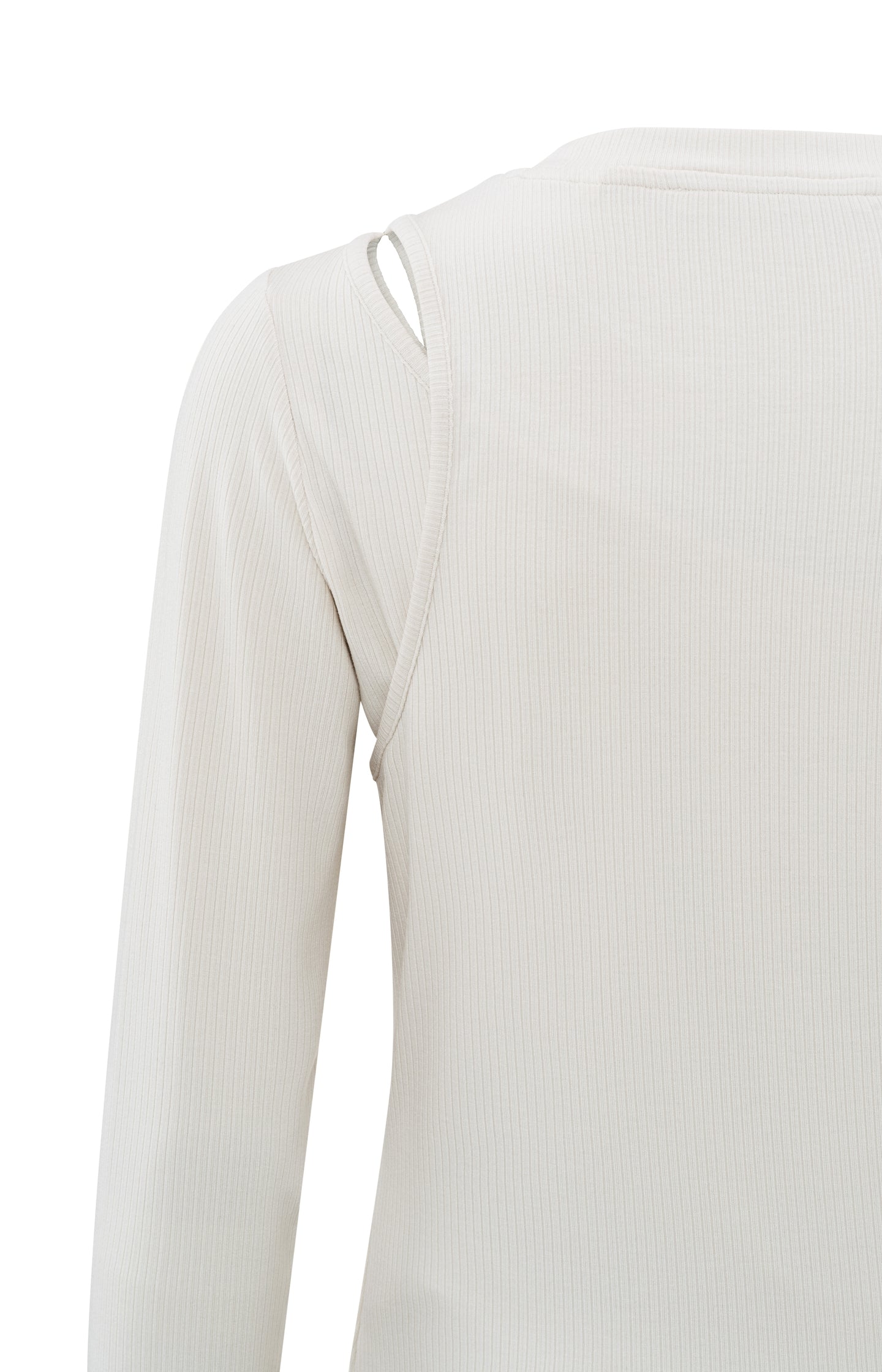 Long-sleeve top with round neck and double layer effect