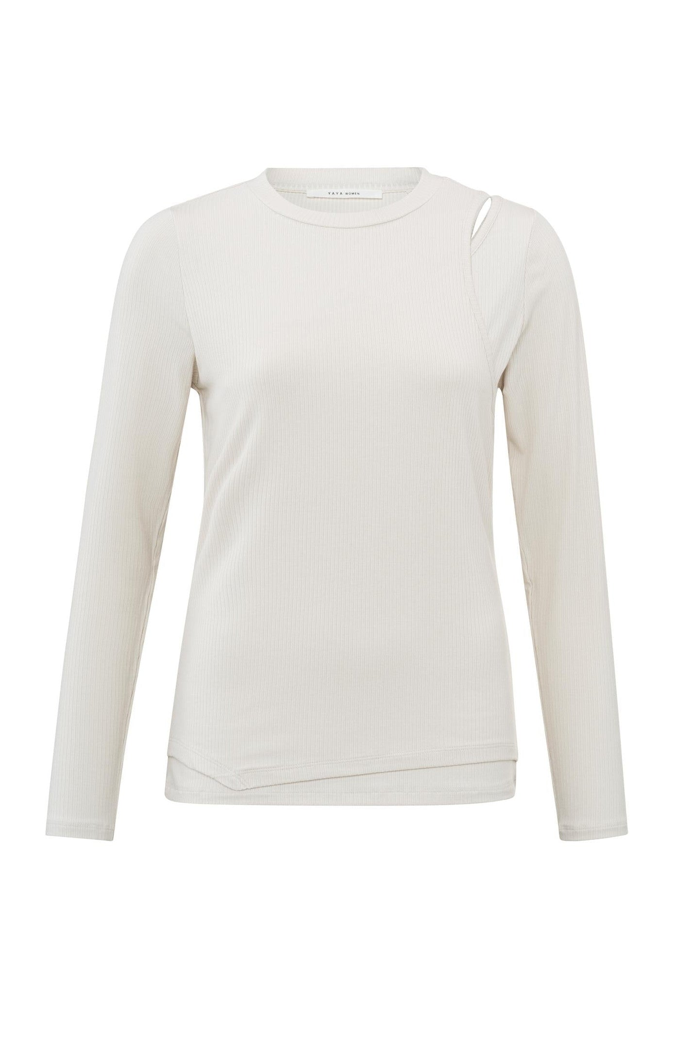 Long-sleeve top with round neck and double layer effect